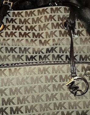 Michael Kors Signature MK Logo Tote in Brown